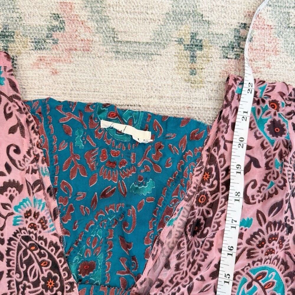 Anthropologie Womens Velvet‎ Burnout Boho Paisly Top Size Small Indie Silk Blend - Picture 5 of 7